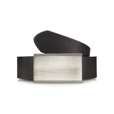 Black coated bonded leather buckle belt